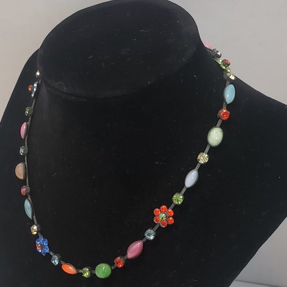 Atlantis Berline Germany Vintage Gemstone Flower Necklace - Picture 10 of 11